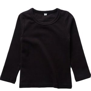 KISBINI Unisex Cotton Long Sleeve T-Shirt Top Tees. Black Size 4T